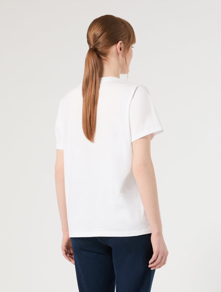 Rhinestone-adorned jersey T-shirt - OPTICAL WHITE - Marina Rinaldi - 4