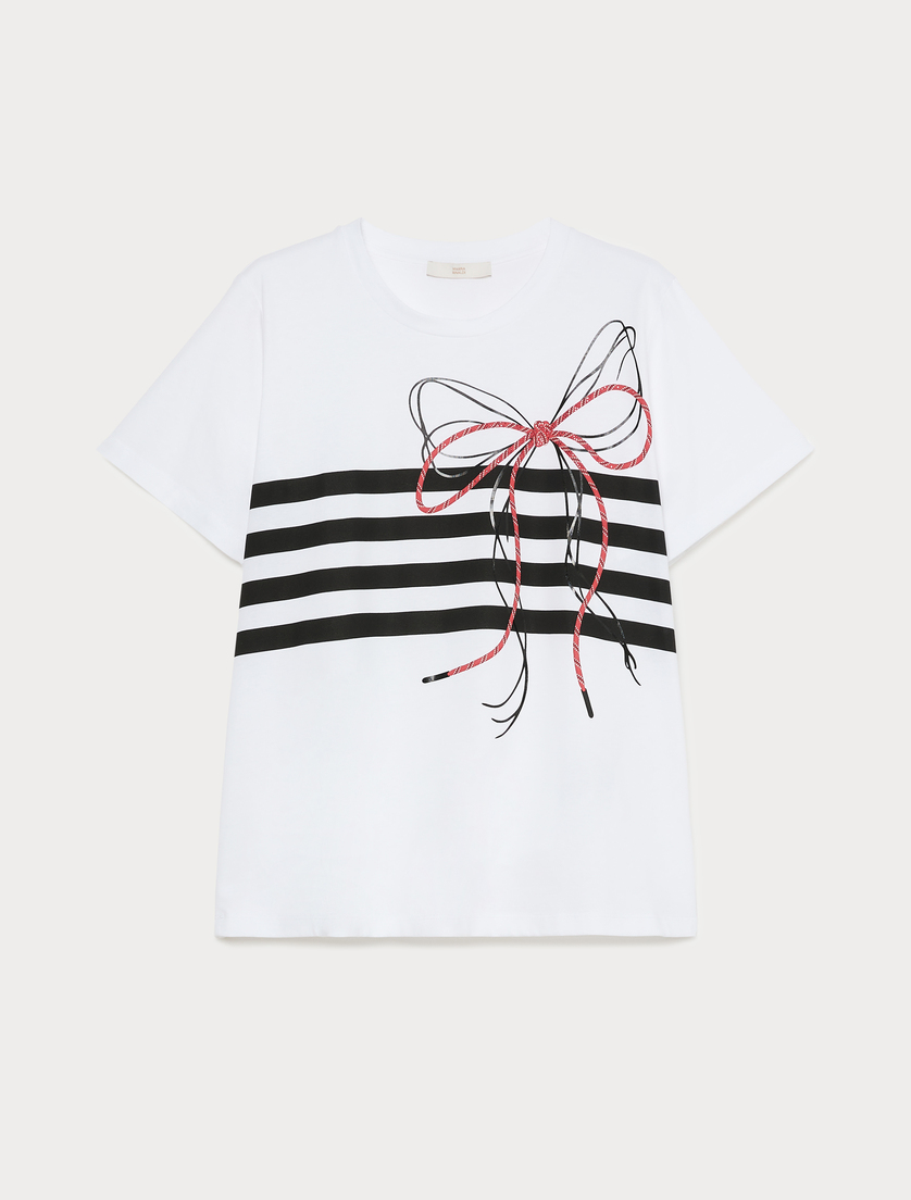 Rhinestone-adorned jersey T-shirt - OPTICAL WHITE - Marina Rinaldi