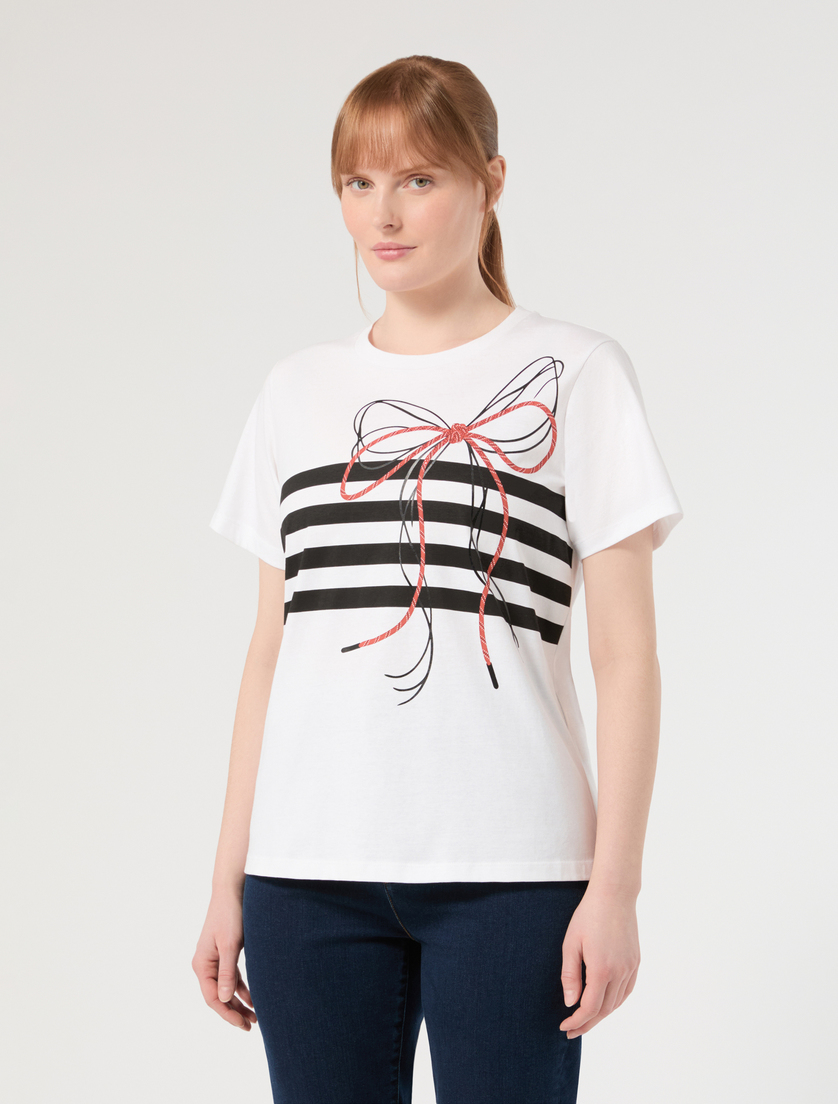 Rhinestone-adorned jersey T-shirt - OPTICAL WHITE - Marina Rinaldi - 3