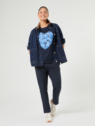 Rhinestone-adorned jersey T-shirt - Marina Rinaldi