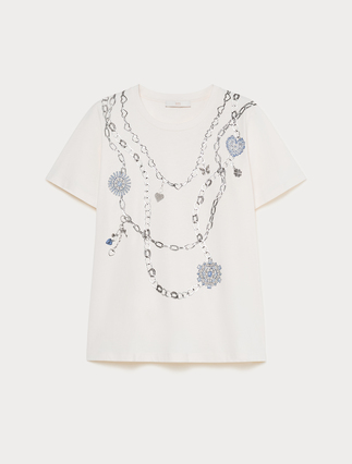 Rhinestone-adorned jersey T-shirt - Marina Rinaldi