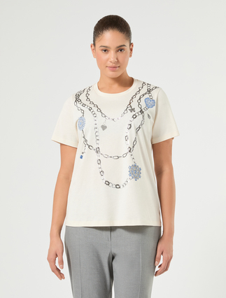T-shirt en jersey avec strass - IVOIRE