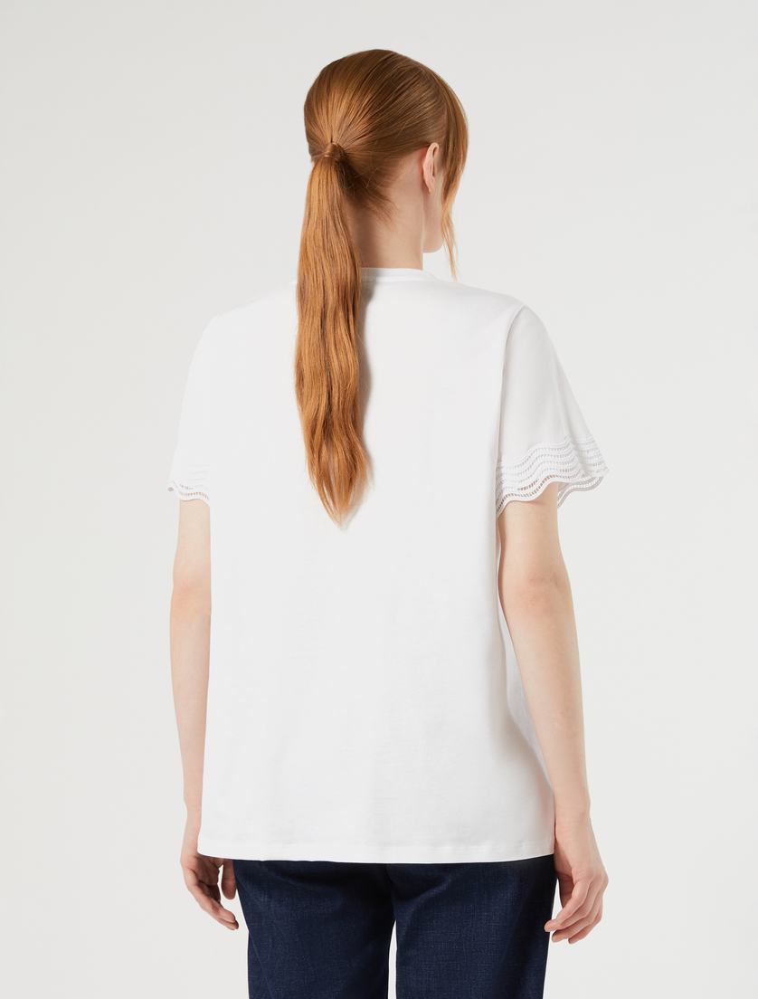 T-shirt en jersey avec dentelle - BLANC NEUTRE - Marina Rinaldi - 4