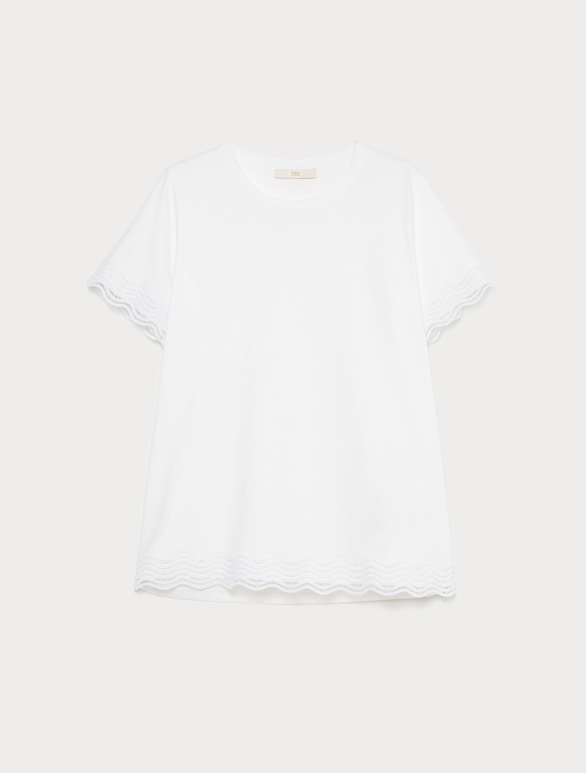 T-shirt en jersey avec dentelle - BLANC NEUTRE - Marina Rinaldi