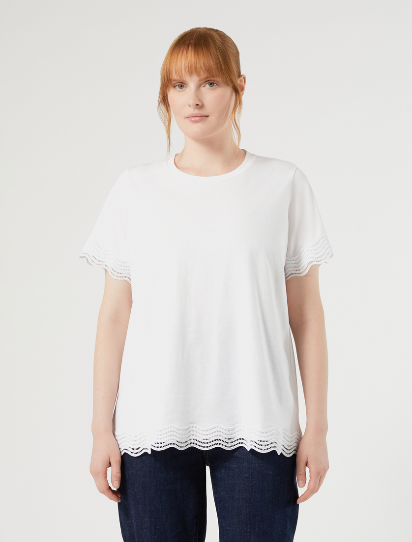 T-shirt en jersey avec dentelle - BLANC NEUTRE - Marina Rinaldi - 3