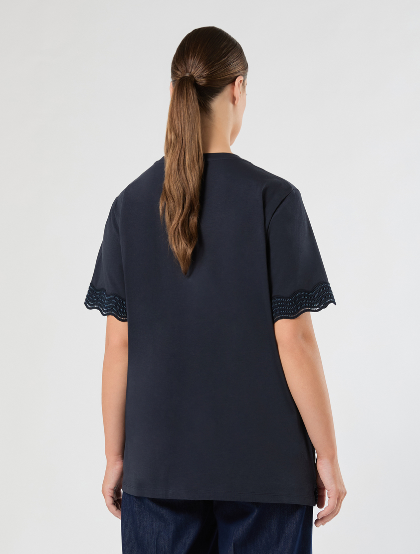 Jersey T-shirt with lace detail - ULTRAMARINE - Marina Rinaldi - 4