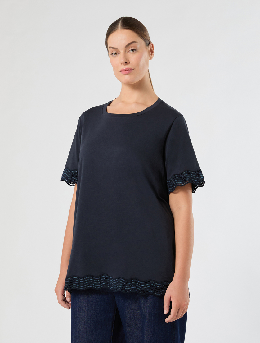 Jersey T-shirt with lace detail - ULTRAMARINE - Marina Rinaldi - 3