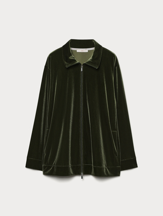 Velvet jersey jacket - GREEN - Marina Rinaldi - 1