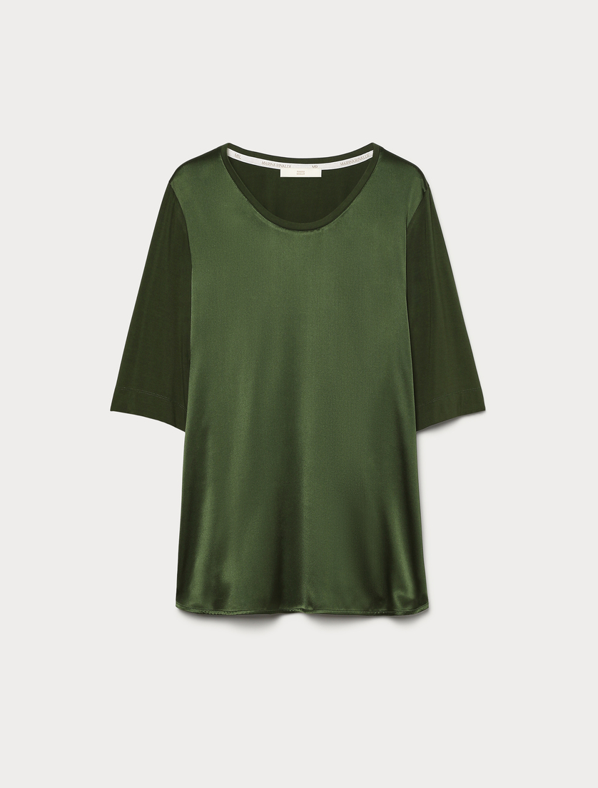 Jersey and silk T-shirt - GREEN - Marina Rinaldi