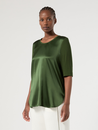 Jersey and silk T-shirt - GREEN